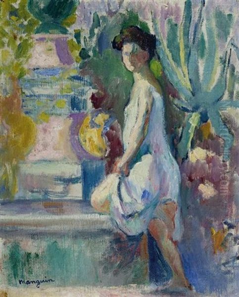 Jeanne A La Fontaine Oil Painting by Henri Charles Manguin