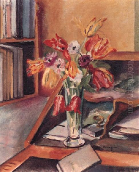 Vase De Tulipes Oil Painting by Henri Charles Manguin
