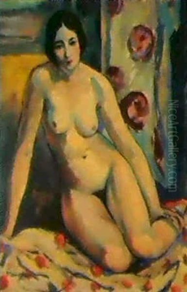Jeune Femme Nue Assise Oil Painting by Henri Charles Manguin