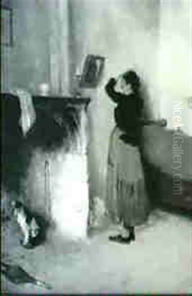 Fixing Her Hair Oil Painting by Jean Mannheim