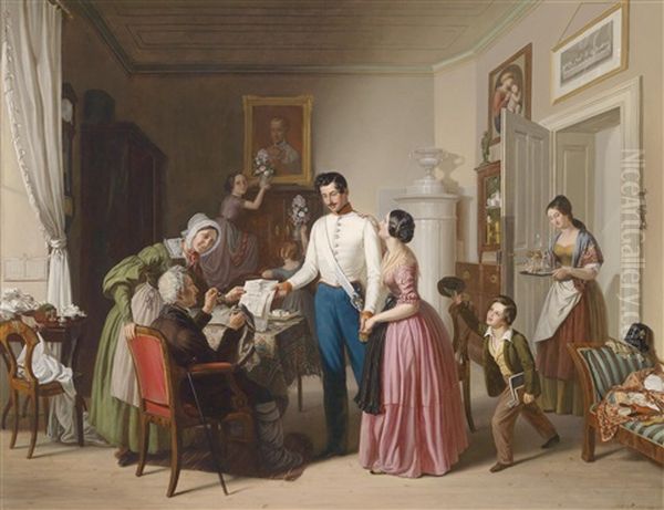 Der Urlaubs Pass Oil Painting by Johann Manschgo