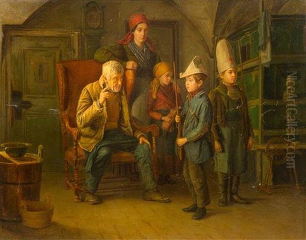 The Lesson Oil Painting by Josef Mansfeld