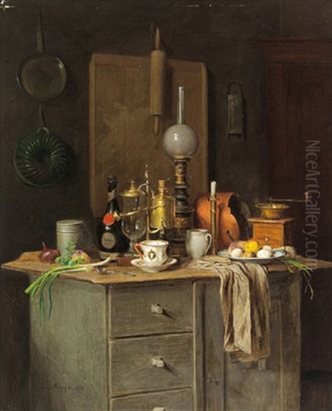 Kuchenstilleben Oil Painting by Josef Mansfeld