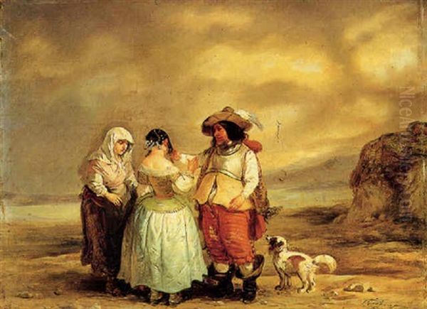 Tre Figure In Costume Oil Painting by Ignacio Manzoni