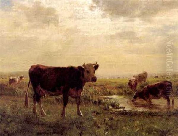 Vaches Dans Le Paturage Oil Painting by Adolphe Charles Marais
