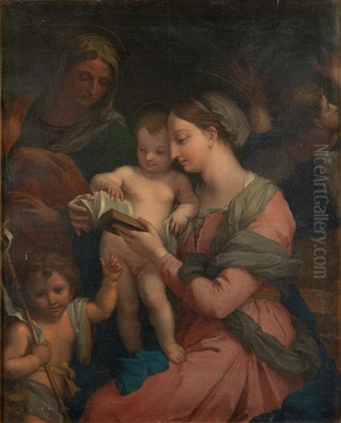 The Madonna Teaching The Infant Christ To Read Oil Painting by Carlo Maratta or Maratti