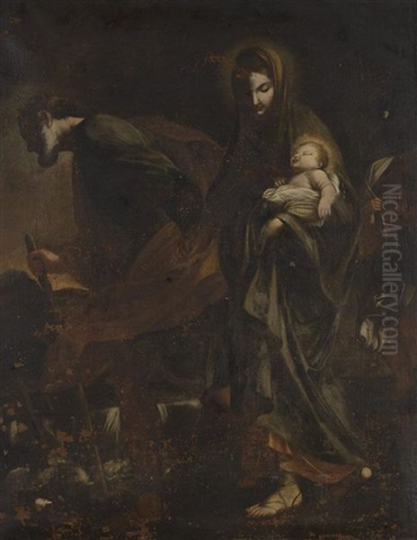 Huida A Egipto Oil Painting by Carlo Maratta or Maratti