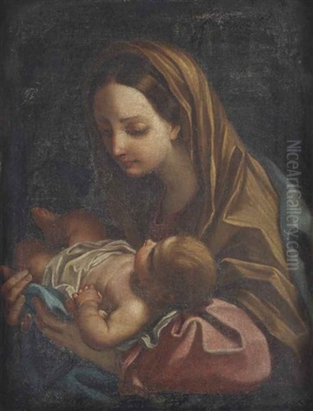Madonna And Child Oil Painting by Carlo Maratta or Maratti