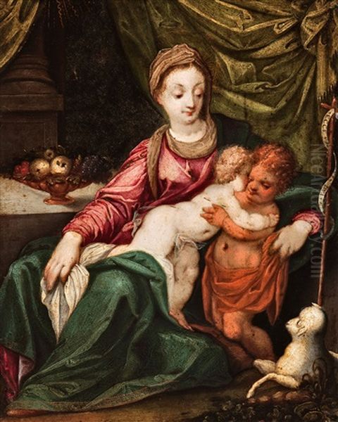 Virgin And Child With The Infant St. John Oil Painting by Carlo Maratta or Maratti