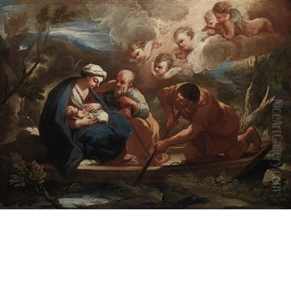 The Flight To Egypt Oil Painting by Carlo Maratta or Maratti