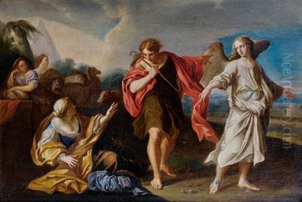 Tobie Et L'ange Oil Painting by Carlo Maratta or Maratti
