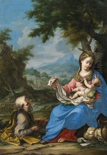 Ruhe Auf Der Flucht Nach Agypten Oil Painting by Carlo Maratta or Maratti