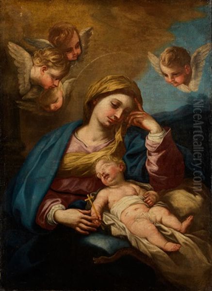 Maria Mit Dem Schlafenden Jesuskind Oil Painting by Carlo Maratta or Maratti