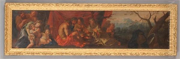 Allegorical Scenes (2 Works) Oil Painting by Carlo Maratta or Maratti