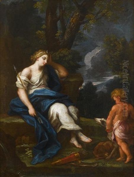 Antiope And Cupid Oil Painting by Carlo Maratta or Maratti