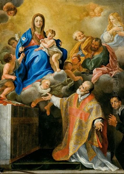 Aparicion De La Virgen A San Felipe Neri Oil Painting by Carlo Maratta or Maratti