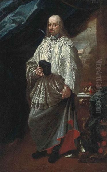 Portrait Of Cosimo Iii De Medici, Grand Duke Of Tuscany (1642-1723)in The Vestments Of A Canon Of Saint Peter's, Rome... Oil Painting by Carlo Maratta or Maratti