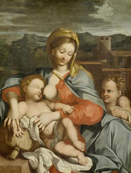 Maria Mit Dem Jesusknaben Und Johannes Dem Taufer Oil Painting by Carlo Maratta or Maratti