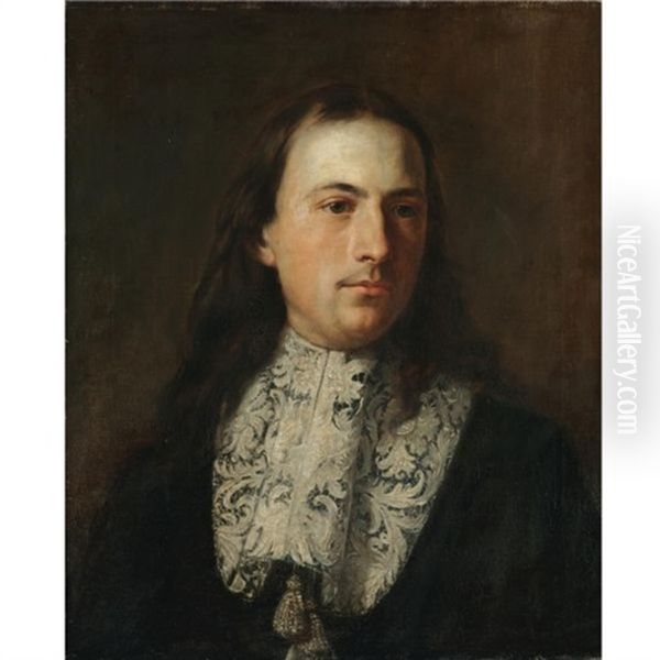 Portrait Of A Gentleman Wearing Black And With A White Ruff Oil Painting by Carlo Maratta or Maratti