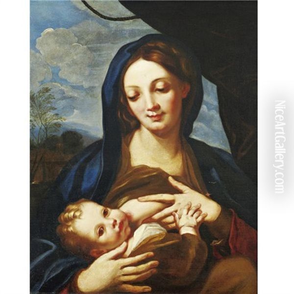 Madonna And Child Oil Painting by Carlo Maratta or Maratti