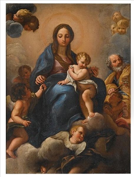 The Holy Family Surrounded By Putti Oil Painting by Carlo Maratta or Maratti