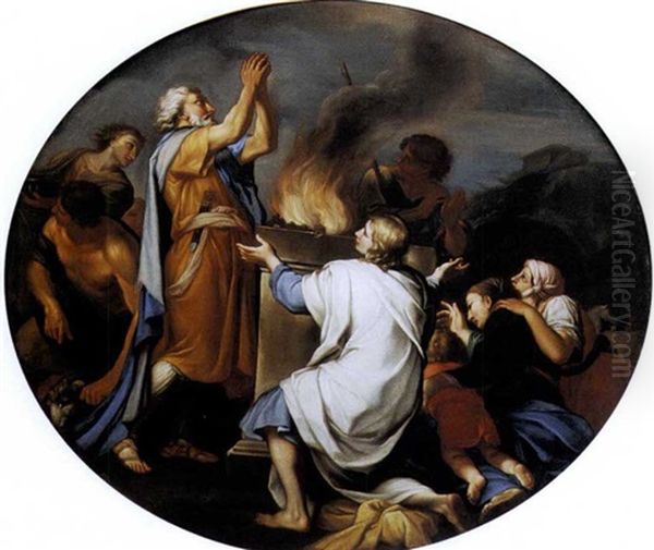 La Sacrifice De Noe Oil Painting by Carlo Maratta or Maratti