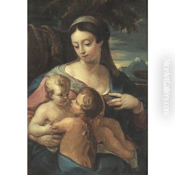 Madonna And Child Oil Painting by Carlo Maratta or Maratti
