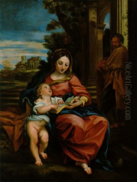 La Sacra Famiglia Oil Painting by Carlo Maratta or Maratti