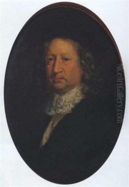 Ritratto Di Gentiluomo In Abito Scuro Ornato Di Pizzi Oil Painting by Carlo Maratta or Maratti