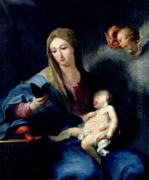 Madonna Mit Schlafendem Jesuskind Ein Buch Lesend Oil Painting by Carlo Maratta or Maratti