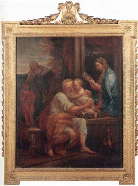 The Holy Family With Saints Elizabeth And John The Baptist Oil Painting by Carlo Maratta or Maratti