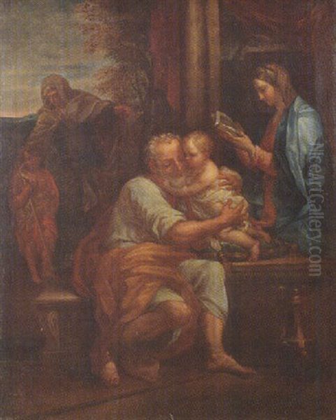 The Holy Family With Saints Elizabeth And John The Baptist Oil Painting by Carlo Maratta or Maratti