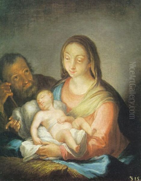 La Sacra Famiglia Oil Painting by Carlo Maratta or Maratti