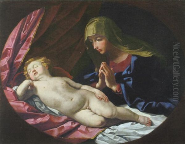 Die Madonna In Anbetung Des Schlafenden Christuskindes Oil Painting by Carlo Maratta or Maratti