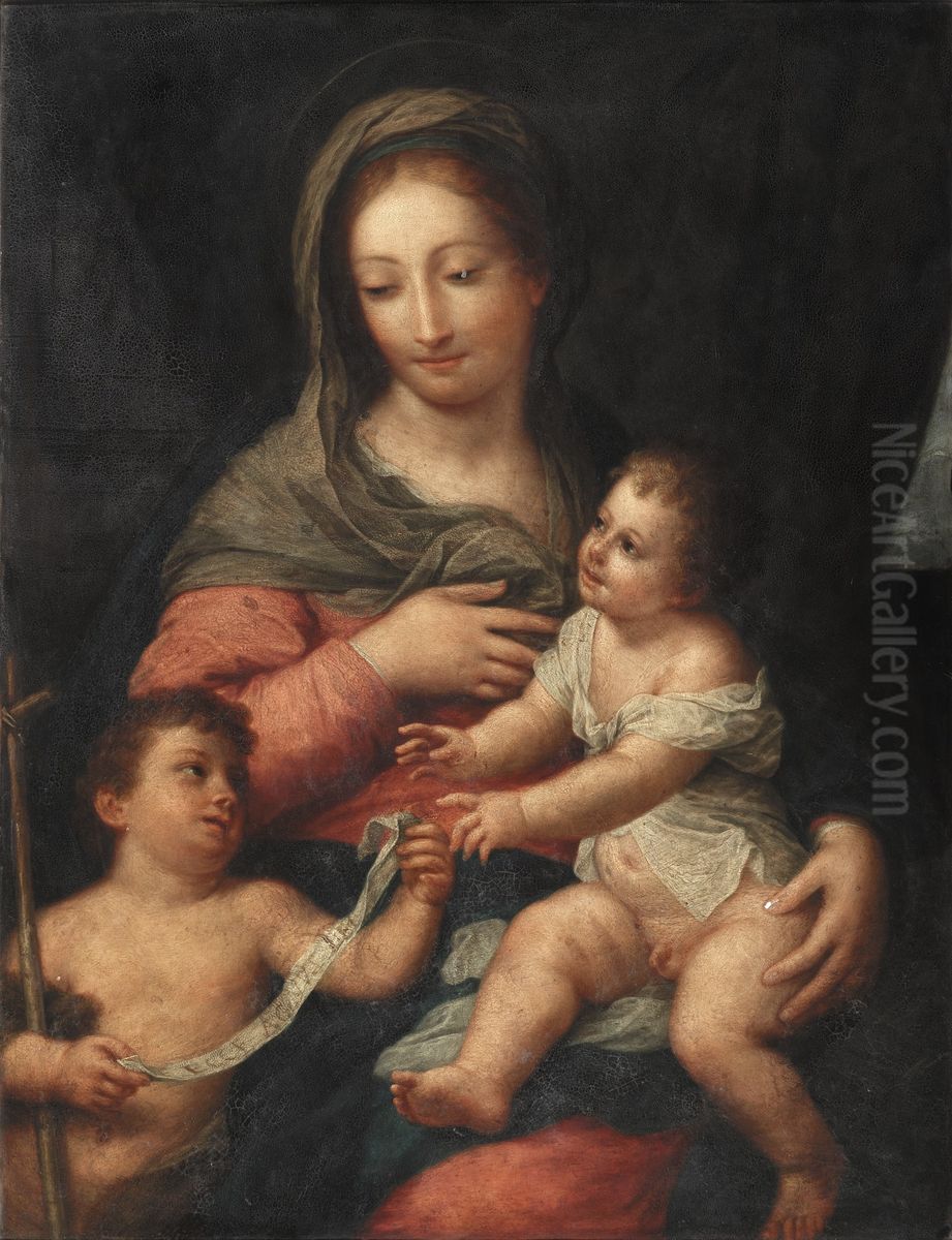 Madonna And Child With The Young Saint John The Baptist Oil Painting by Carlo Maratta or Maratti