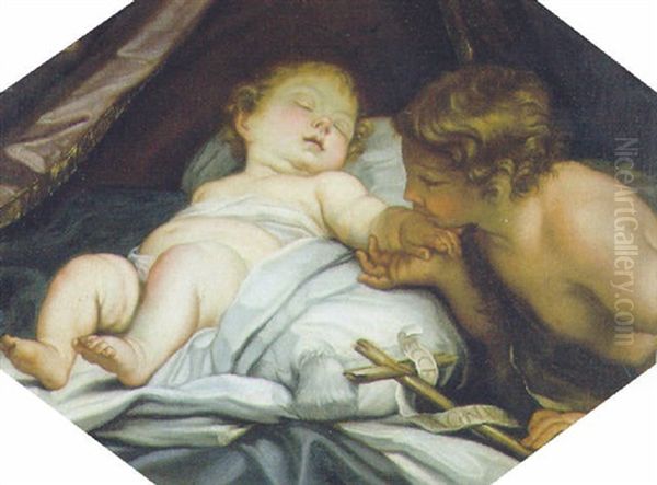 Gesu Bambino E San Giovannino Oil Painting by Carlo Maratta or Maratti