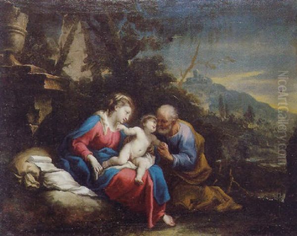 Ruhe Auf Der Flucht Oil Painting by Carlo Maratta or Maratti