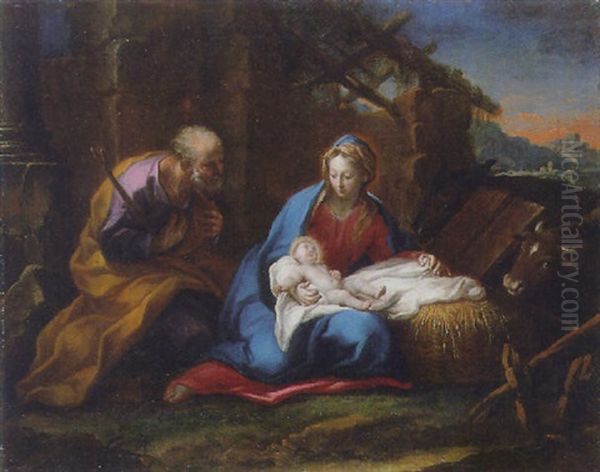 Heilige Familie Oil Painting by Carlo Maratta or Maratti