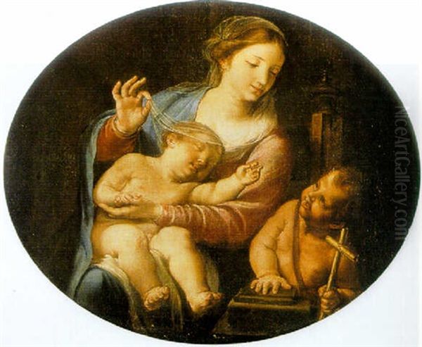 Madonna And Child With St John The Baptist Oil Painting by Carlo Maratta or Maratti
