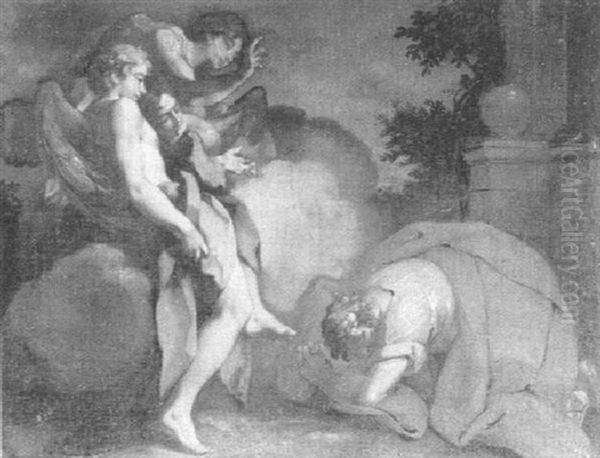 Abraham Und Die Drei Engel Oil Painting by Carlo Maratta or Maratti