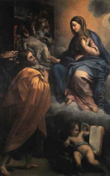 La Vergine Appare A San Luca Oil Painting by Carlo Maratta or Maratti