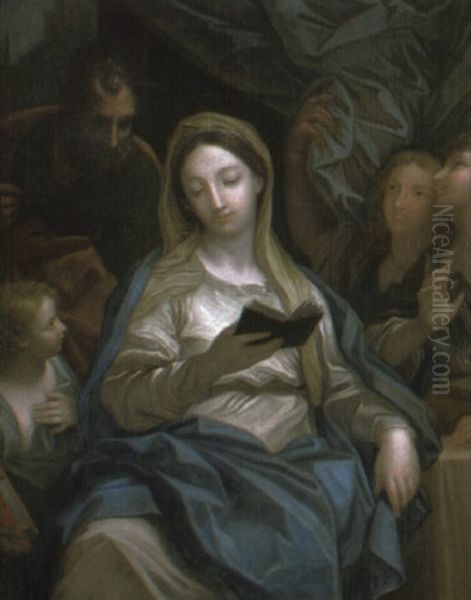 The Holy Family Accompanied By Angels Oil Painting by Carlo Maratta or Maratti