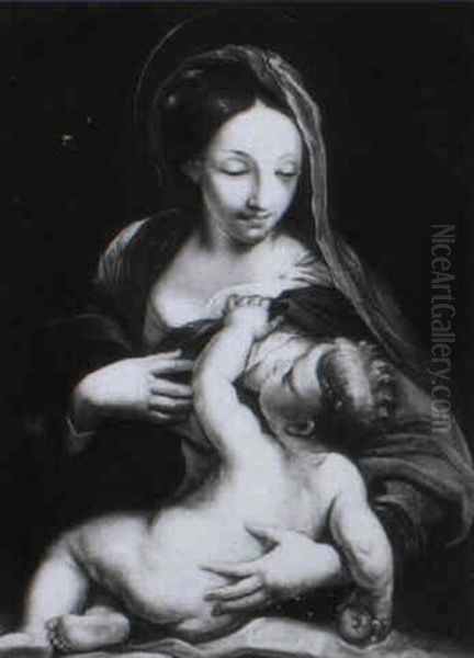 Madonna And Child Oil Painting by Carlo Maratta or Maratti