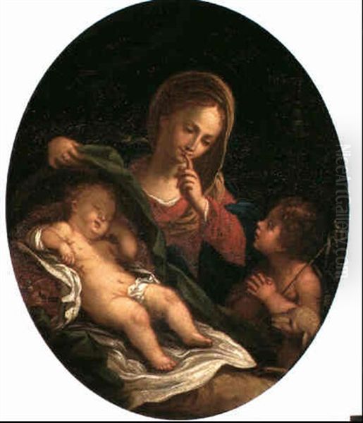 The Madonna And Child With The Infant St John Oil Painting by Carlo Maratta or Maratti