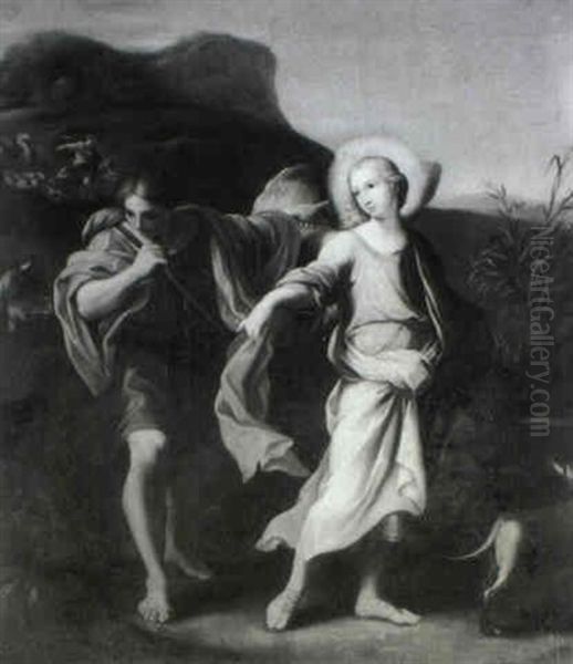 Le Bon Pasteur Oil Painting by Carlo Maratta or Maratti