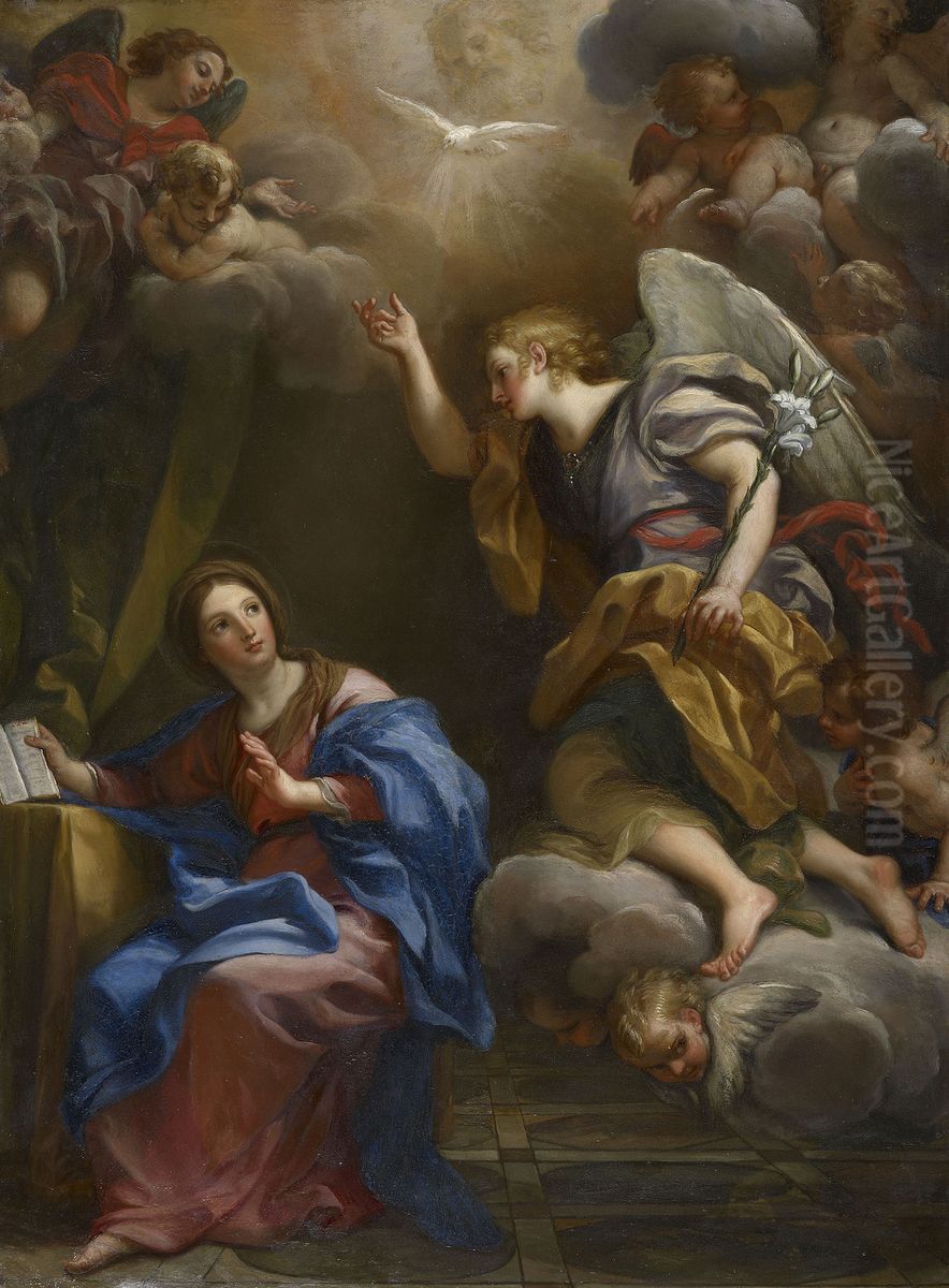 The Annunciation Oil Painting by Carlo Maratta or Maratti