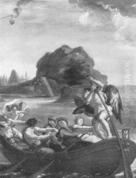 Charon Ferrying The Souls Of The Dead Across The River Styx To Hades Oil Painting by Carlo Maratta or Maratti