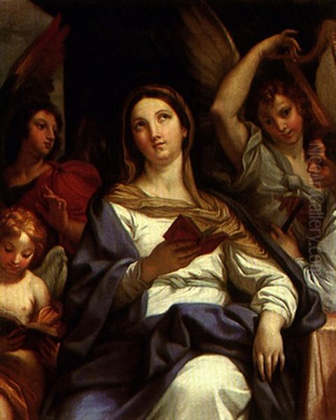 The Madonna With Angels Oil Painting by Carlo Maratta or Maratti
