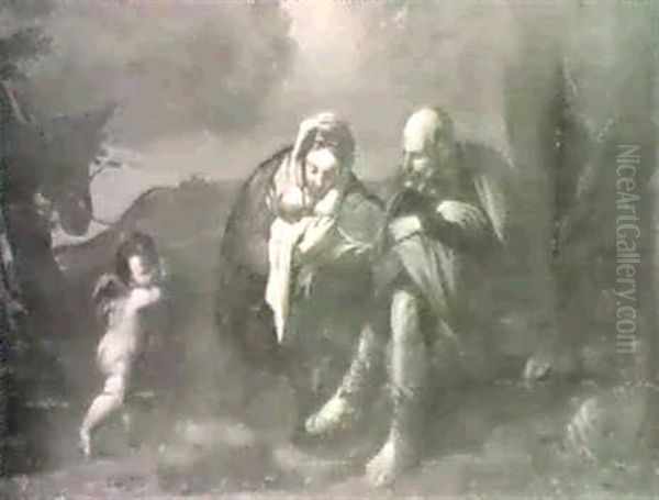 Den Hellige Familie Oil Painting by Carlo Maratta or Maratti