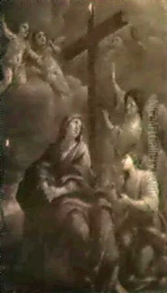 Die Madonna Mit Engeln Unter Dem Kreuz Oil Painting by Carlo Maratta or Maratti